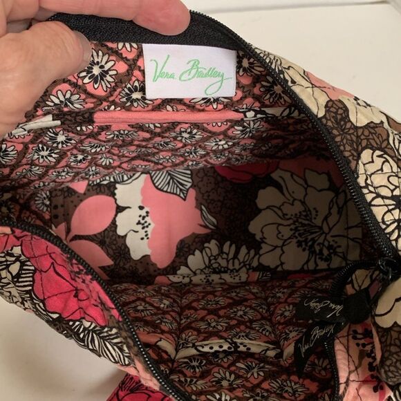 Vera Bradley Mocha Rouge Brown Pink Ecru Floral Quilted Crossbody Shoulder Bag - Picture 6 of 15